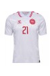 Danmark Morten Hjulmand #21 Fotballdrakt Borte Klær EM 2024 Korte ermer